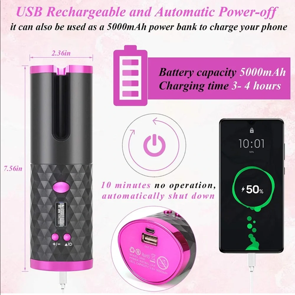 Wireless USB Auto Curler Brand New (Never Used) - Picture 15 of 17